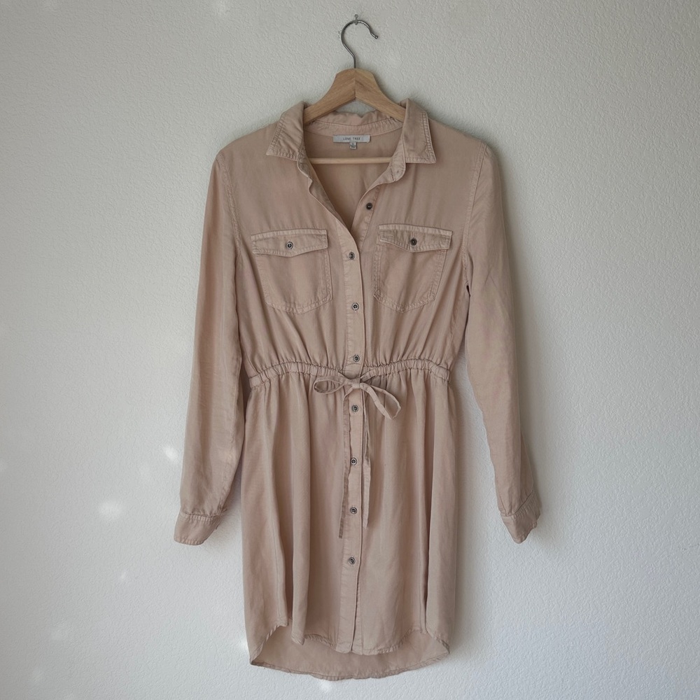 Love Tree Casual Tan Shirt Dress size Small